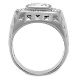 TS231 - 925 Sterling Silver Ring Rhodium Men AAA Grade CZ Clear