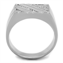 TS240 - 925 Sterling Silver Ring Rhodium Men AAA Grade CZ Clear
