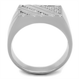 TS240 - 925 Sterling Silver Ring Rhodium Men AAA Grade CZ Clear