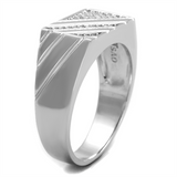 TS240 - 925 Sterling Silver Ring Rhodium Men AAA Grade CZ Clear