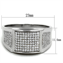 TS241 - 925 Sterling Silver Ring Rhodium Men AAA Grade CZ Clear