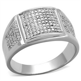TS241 - 925 Sterling Silver Ring Rhodium Men AAA Grade CZ Clear