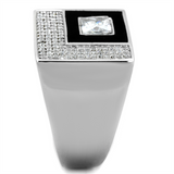 TS242 - 925 Sterling Silver Ring Rhodium Men AAA Grade CZ Clear