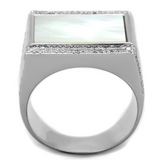 TS243 - 925 Sterling Silver Ring Rhodium Men Precious Stone White