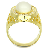TS244 - 925 Sterling Silver Ring Gold Men Synthetic White