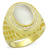 TS244 - 925 Sterling Silver Ring Gold Men Synthetic White