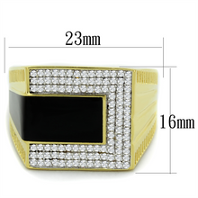 TS245 - 925 Sterling Silver Ring Gold+Rhodium Men AAA Grade CZ Clear