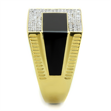TS245 - 925 Sterling Silver Ring Gold+Rhodium Men AAA Grade CZ Clear