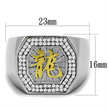 TS246 - 925 Sterling Silver Ring Reverse Two-Tone Men AAA Grade CZ Clear