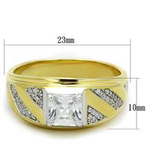 TS247 - 925 Sterling Silver Ring Gold+Rhodium Men AAA Grade CZ Clear
