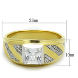 TS247 - 925 Sterling Silver Ring Gold+Rhodium Men AAA Grade CZ Clear