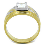TS247 - 925 Sterling Silver Ring Gold+Rhodium Men AAA Grade CZ Clear