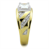 TS247 - 925 Sterling Silver Ring Gold+Rhodium Men AAA Grade CZ Clear