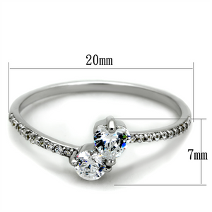 TS258 - 925 Sterling Silver Ring Rhodium Women AAA Grade CZ Clear