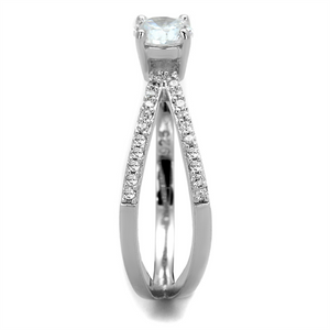 TS261 - 925 Sterling Silver Ring Rhodium Women AAA Grade CZ Clear