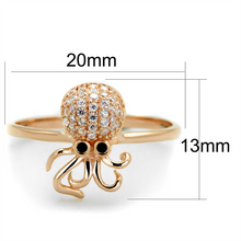 TS282 - Rose Gold 925 Sterling Silver Ring with AAA Grade CZ  in Black Diamond