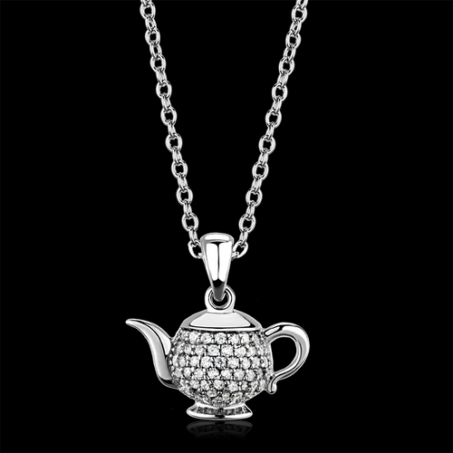 TS297 - 925 Sterling Silver Pendant Rhodium Women AAA Grade CZ Clear