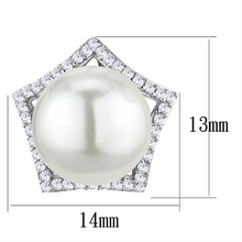 TS300 - 925 Sterling Silver Earrings Rhodium Women Synthetic White