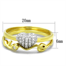 TS311 - 925 Sterling Silver Ring Gold+Rhodium Women AAA Grade CZ Clear