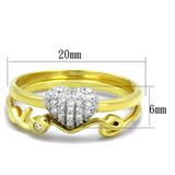 TS311 - 925 Sterling Silver Ring Gold+Rhodium Women AAA Grade CZ Clear