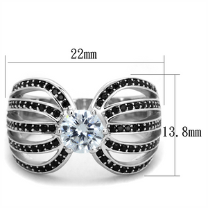 TS314 - 925 Sterling Silver Ring Rhodium Women AAA Grade CZ Clear