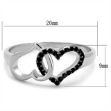 TS316 - 925 Sterling Silver Ring Rhodium + Ruthenium Women AAA Grade CZ Black Diamond