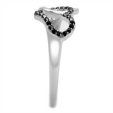 TS316 - 925 Sterling Silver Ring Rhodium + Ruthenium Women AAA Grade CZ Black Diamond