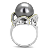 TS318 - 925 Sterling Silver Ring Rhodium Women Synthetic Gray