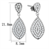 TS325 - 925 Sterling Silver Earrings Rhodium Women AAA Grade CZ Clear