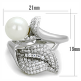 TS329 - 925 Sterling Silver Ring Rhodium Women Synthetic White