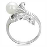 TS329 - 925 Sterling Silver Ring Rhodium Women Synthetic White
