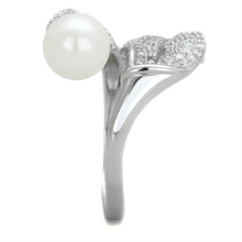 TS329 - 925 Sterling Silver Ring Rhodium Women Synthetic White