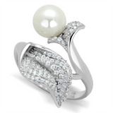 TS329 - 925 Sterling Silver Ring Rhodium Women Synthetic White