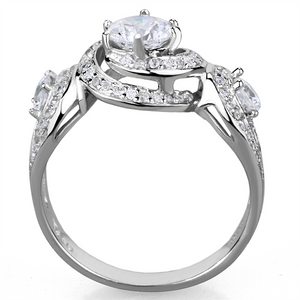 TS332 - 925 Sterling Silver Ring Rhodium Women AAA Grade CZ Clear