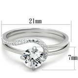 TS336 - 925 Sterling Silver Ring Rhodium Women AAA Grade CZ Clear