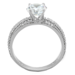 TS338 - 925 Sterling Silver Ring Rhodium Women AAA Grade CZ Clear