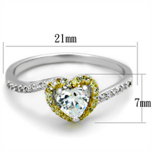 TS339 - 925 Sterling Silver Ring Reverse Two-Tone Women AAA Grade CZ Clear