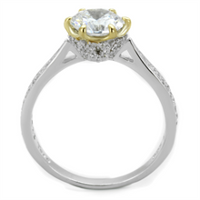 TS340 - 925 Sterling Silver Ring Reverse Two-Tone Women AAA Grade CZ Clear