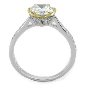 TS340 - 925 Sterling Silver Ring Reverse Two-Tone Women AAA Grade CZ Clear