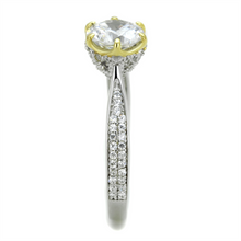 TS340 - 925 Sterling Silver Ring Reverse Two-Tone Women AAA Grade CZ Clear