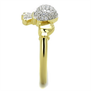 TS342 - Gold+Rhodium 925 Sterling Silver Ring with AAA Grade CZ  in Clear