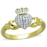 TS342 - Gold+Rhodium 925 Sterling Silver Ring with AAA Grade CZ  in Clear