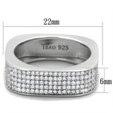 TS346 - 925 Sterling Silver Ring Rhodium Women AAA Grade CZ Clear