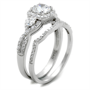 TS352 - 925 Sterling Silver Ring Rhodium Women AAA Grade CZ Clear