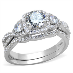 TS352 - 925 Sterling Silver Ring Rhodium Women AAA Grade CZ Clear