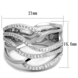 TS357 - 925 Sterling Silver Ring Rhodium Women AAA Grade CZ Clear