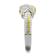 TS370 - 925 Sterling Silver Ring Reverse Two-Tone Women AAA Grade CZ Clear