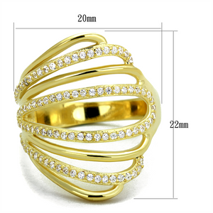 TS379 - 925 Sterling Silver Ring Gold Women AAA Grade CZ Clear