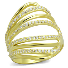 TS379 - 925 Sterling Silver Ring Gold Women AAA Grade CZ Clear
