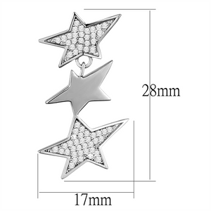 TS381 - 925 Sterling Silver Earrings Rhodium Women AAA Grade CZ Clear